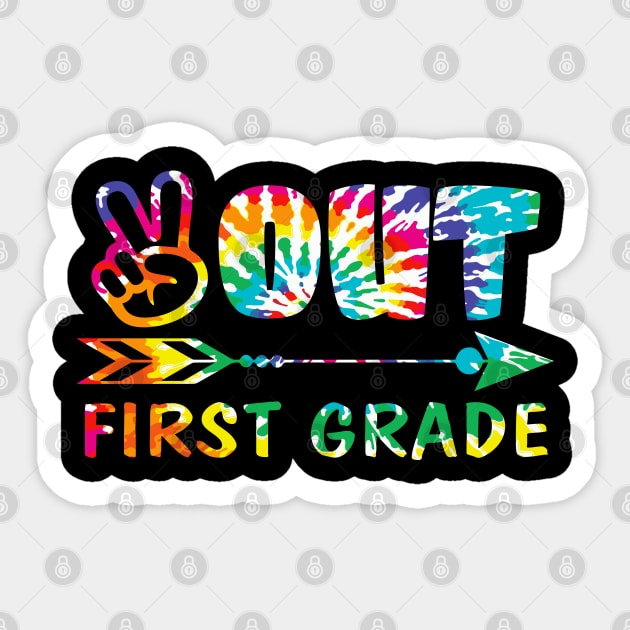 Peace out First Grade Tie Dye Design Matching Gift for First Grade Graduates, Parents and Teachers Sticker by BadDesignCo